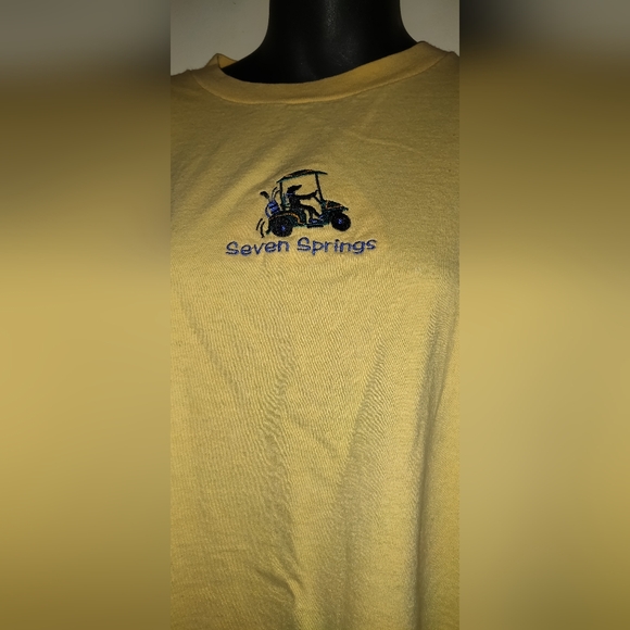 7 Seven Springs Yellow T-shirt SKI & GOLF RESORT Pennsylvania SIZE LARGE L - Picture 3 of 6